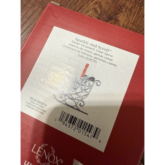 Lenox Christmas Ornament Sparkle & Scroll Sleigh w/Box New - Picture 3 of 5